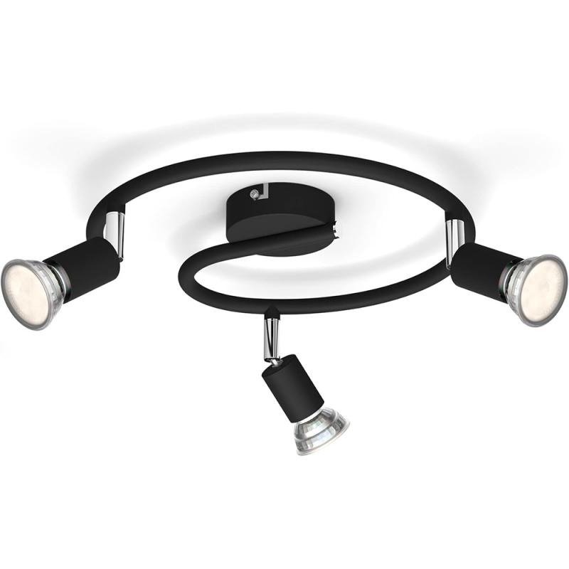 Philips 3er Limbali Deckenstrahler in Schwarz mit 3 x GU10 Fassung IP20 - GU10 Leuchtmittel nicht enthalten